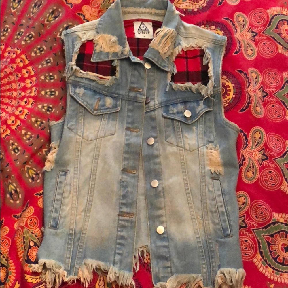 Unif distressed denim vest